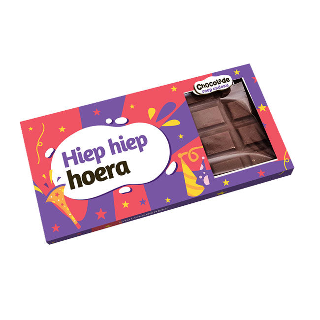 Cadeaudoos chocoladereep Hiep hiep hoera!