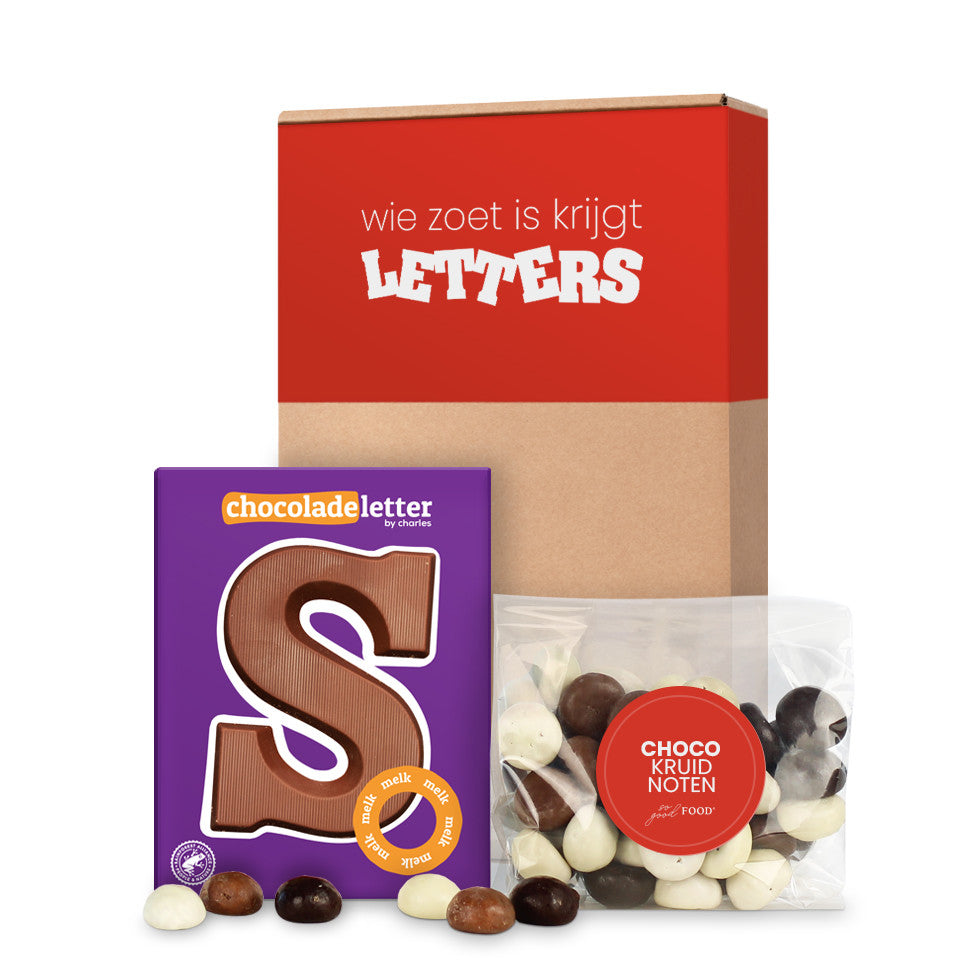 Fairtrade chocoladeletter S - 80 gram - chocolade pepernoten