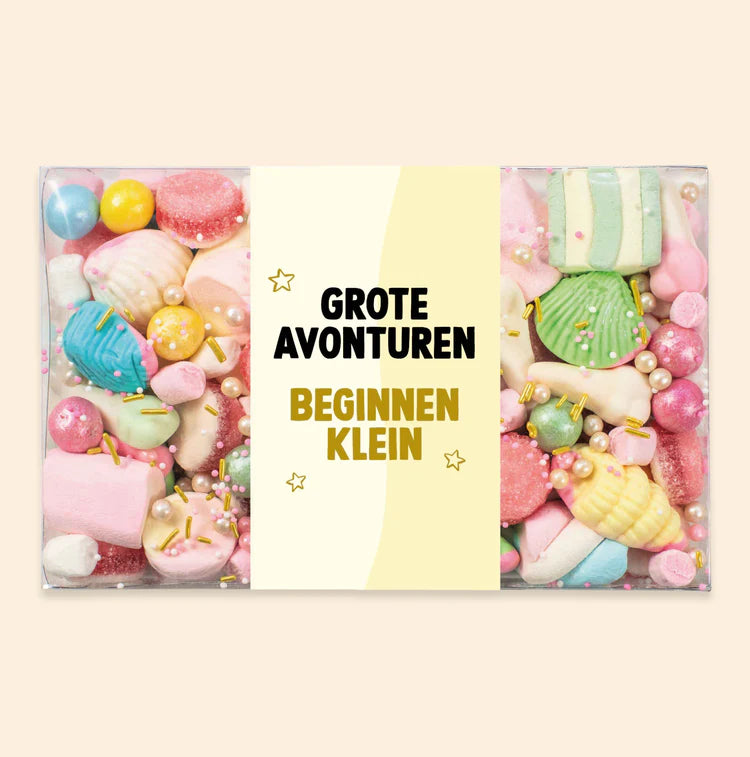 Snoepcadeau "Grote avonturen beginnen klein"